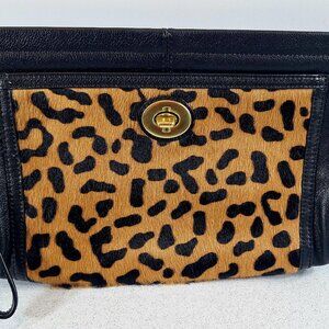 Vintage Coach Calf Hair Wristlet Clutch Leopard Print